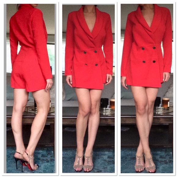 red blazer jumpsuit